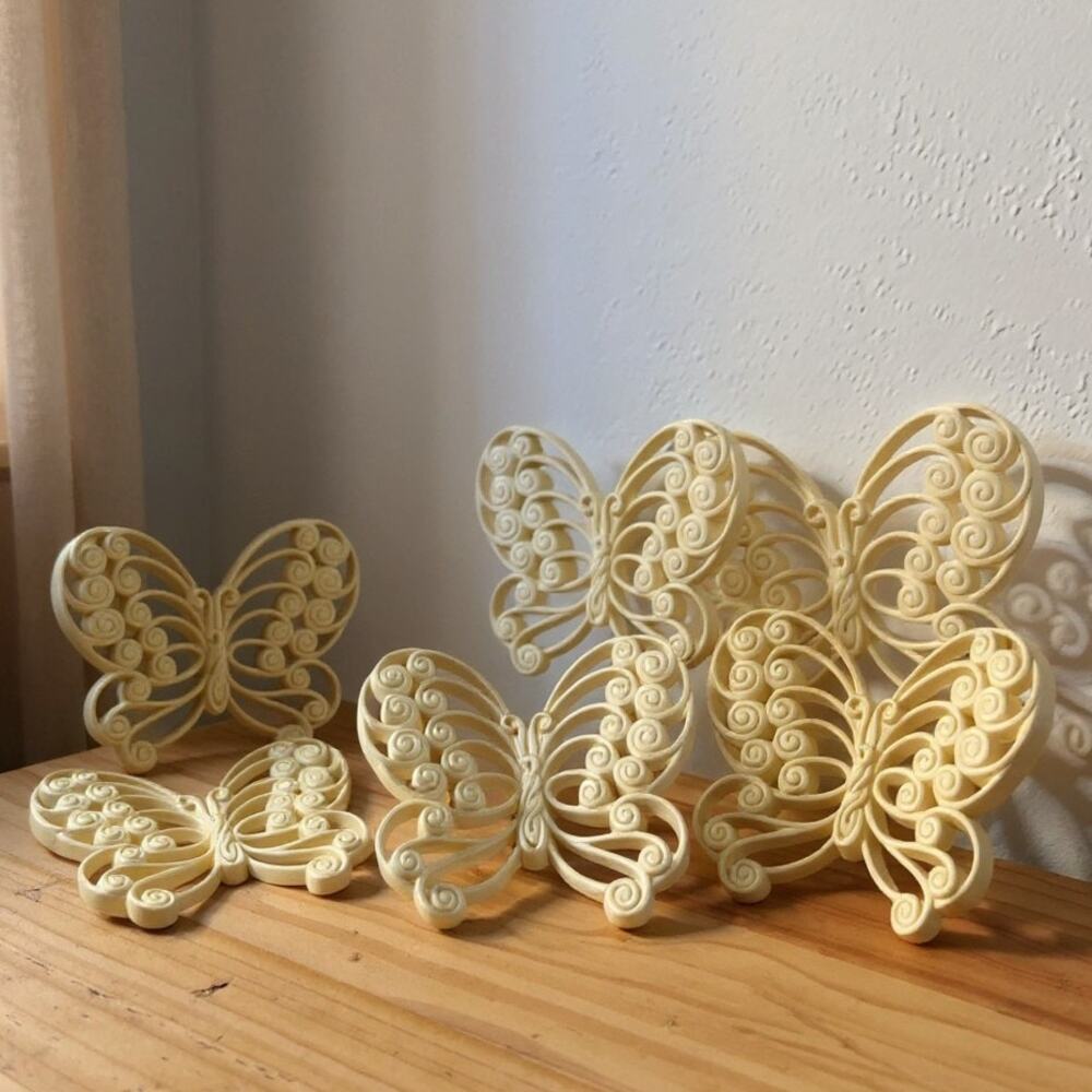 Vintage 1970s Burwood Homco Butterflies Wall Hangings Set of 5 3D USA Decor